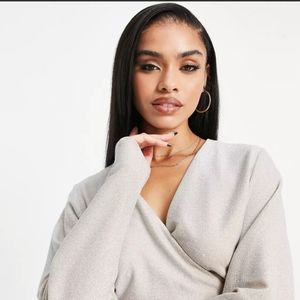 Asos AX Plunge Front Ruched Midi Body Conscious Dress